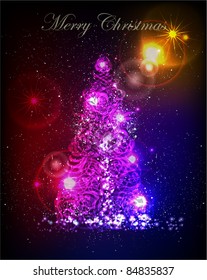 neon background Christmas tree