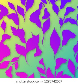 Neon background with flowers calla and leaves