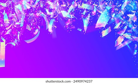 Neon Background. Foil Christmas Explosion. Happy Concept. Pink Art Effect. Falling Design. Birthday Burst. Digital Banner. Carnaval Confetti. Purple Neon Background