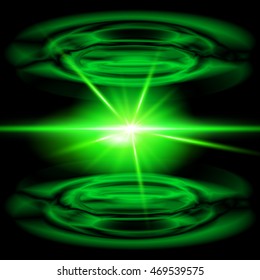 Neon background in green color with bright flash in center. Modern, futuristic, fantastic design. To design banners