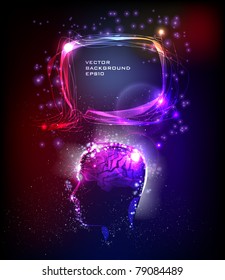 neon background head and bubble