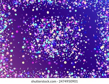 Neon Background. Iridescent Tinsel. Cristal Ribbon. 3d Isolated Template. Party Effect. Falling Banner. Pink Disco Glitter. Light Texture. Purple Neon Background