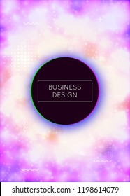 Neon background with liquid purple shapes. Luminous fluid. Fluorescent cover with bauhaus gradient. Graphic template for brochure, banner, wallpaper, mobile screen. Stylish neon background.