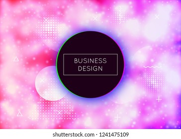 Neon background with liquid purple shapes. Luminous fluid. Fluorescent cover with bauhaus gradient. Graphic template for placard, presentation, banner, brochure. Hipster neon background.