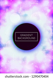 Neon background with liquid purple shapes. Luminous fluid. Fluorescent cover with bauhaus gradient. Graphic template for book, annual, mobile interface, web app. Dazzling neon background.