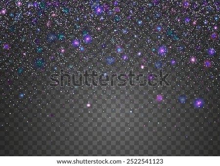 Neon Background. Modern Design. Festive Serpentine. Falling Ribbon. Transparent Confetti. Disco Concept. Happy Abstract Explosion. Pink Laser Paper. Purple Neon Background