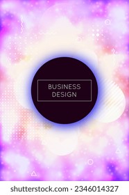 Neon Background. Modern Pattern. Trendy Flyer. Light Poster. Hipster Shape. Magic Fluorescent Magazine. Violet Shiny Fluid. Science Dots. Purple Neon Background