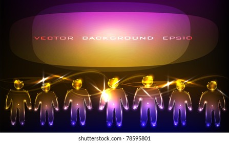 neon background with people standing in line