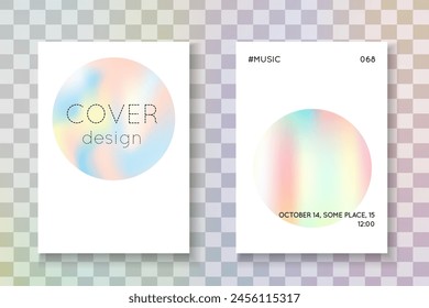 Neon-Hintergrund. Lila Geometrie-Label. Regenbogenform. Irisierende Maschen. Chrome-Bildschirm. Bunte Prismenabbildung. Kristalleffekt. Blauer Neonhintergrund