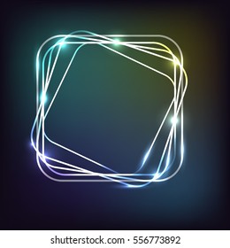 Neon background with rounded rectangle, stock vector