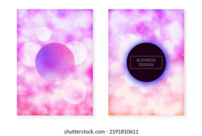 Neon Background. Trendy Dots. Shiny Business Elements. Rainbow Presentation. Memphis Flyer. Violet Retro Design. Soft Banner. Minimal Shape. Purple Neon Background