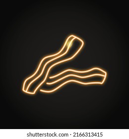 Neon Bacon Icon In Line Style. Pork Meat Slices. Vector Illustration.