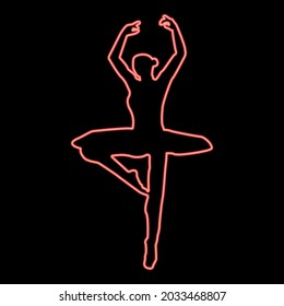 Neon ballet dancer red color vector illustration flat style image