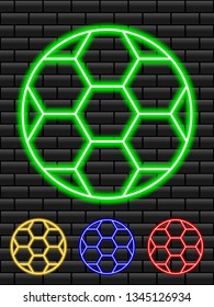 Neon balls, ball of neon. Bright different forms of neon. Sport neon ball.