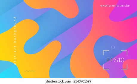 Neon Banner. Dynamic Shapes. Blue Hipster Background. Wave Futuristic Layout. Rainbow Flyer. Bright Page. Horizontal Backdrop. Tech Landing Page. Magenta Neon Banner