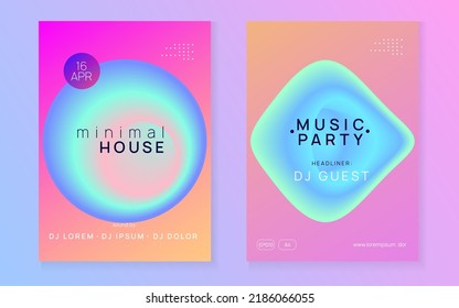 Neon Banner. Indie Art For Invitation. Creative Pattern For Set Concept. Trendy House Flyer. Disco And Nightlife Layout. Purple And Turquoise Neon Banner