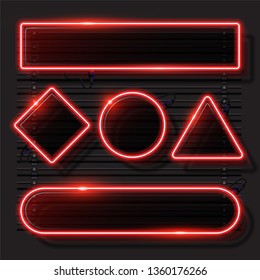 Neon banner set. Red banner design.