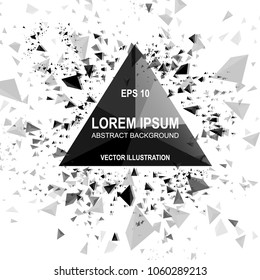 Neon banner with small splinters from an explosion on a dark background vector illustration
