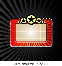 Neon Banner with stars, vector