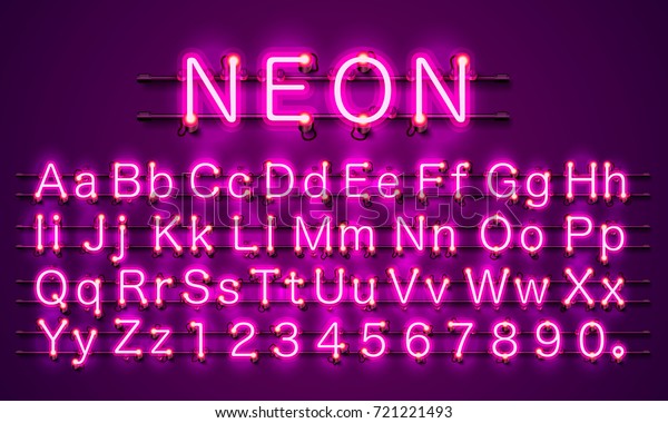 Neon Afis Metni Neon Yazi Tipi Stok Vektor Telifsiz 721221493