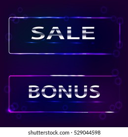 Neon banners with slogans. Vector illustration.