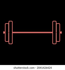 Neon barbell color rojo ilustración vectorial estilo plano