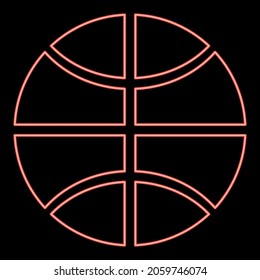 Neon basketball ball icon black color in circle outline vector illustration red color vector illustration flat style light image