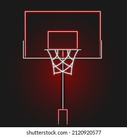 neon basketball vector illustration basket icon with red and white colors and dark background