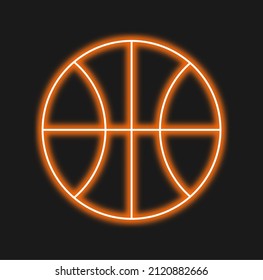 neon basketball vector illustration light orange ball with black background