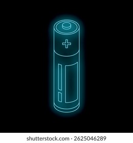 Ícone de bateria de néon brilhando sobre um fundo preto, simbolizando energia, energia e eletricidade