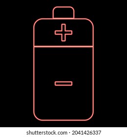 Neon battery red color vector illustration flat style image