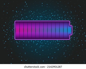Neon battery symbol. Vector illustration