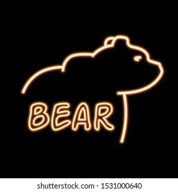 Neon bear on a black backround, abstract lights vector backgrounds