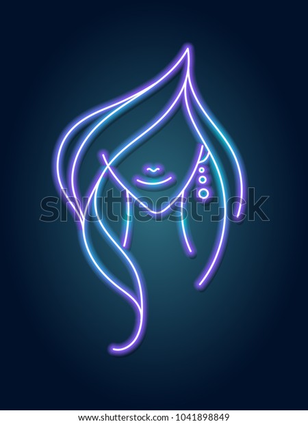 Neon Beautiful Girl Neon Sign Vector Stock Vector (Royalty Free) 1041898849