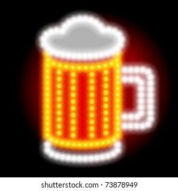 Neonbier Schild. Vektorgrafik Eps10.