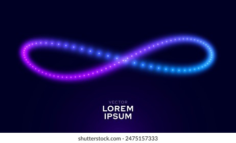 Neon Bended 3D Circle Light Infinity Symbol. Vector Illustration.