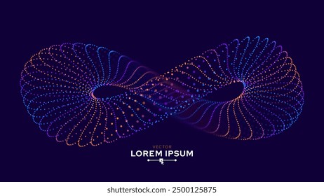 Neon Bended 3D Torus Circle Light Infinity Symbol. Vector Illustration.