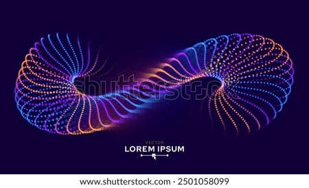 Neon Bended 3D Torus Circle Light Infinity Symbol. Vector Illustration.