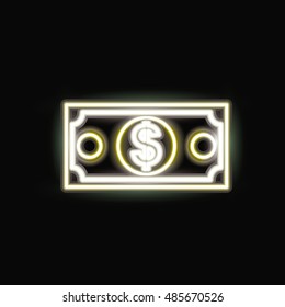 neon bill icon. decoration and advertising theme. Colorful design. Vector illustration
