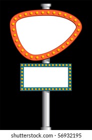 Neon billboard with copy space over black background