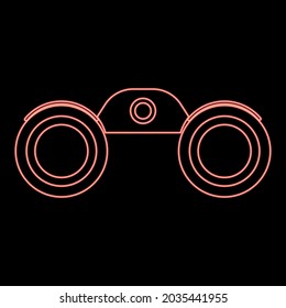 Neon binoculares color rojo ilustración vectorial imagen de estilo plano