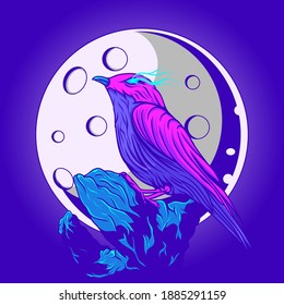 
neon bird character illustration design