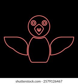Neon bird red color vector illustration image flat style
