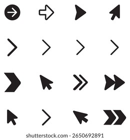 Neon Black arrow clipart icon sign and symbol design with isolated on a white background. easy-to-use business assets and multiple directions. backward, forward, right, left, up, down.
