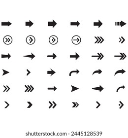 Neon black Arrow icons set. Arrows vector sing isolated on white background. Big vector set of black arrow symbol and direction pointers in different styles. Beautiful arrow vector collection.