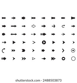 Neon black Arrow icons set. Arrows vector sing isolated on white background. Big vector set of black arrow symbol and direction pointers in different styles. Beautiful arrow vector collection.
