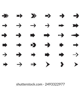 Neon black Arrow icons set. Arrows vector sing isolated on white background. Big vector set of black arrow symbol and direction pointers in different styles. Beautiful arrow vector collection.