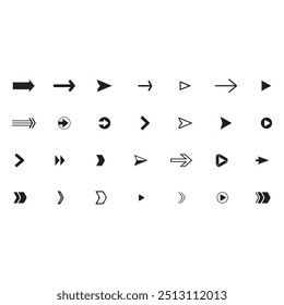 Neon black Arrow icons set. Arrows vector sing isolated on white background. Big vector set of black arrow symbol and direction pointers in different styles. Beautiful arrow vector collection.