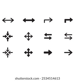 Neon black Arrow icons set. Arrows vector sing isolated on white background. Big vector set of black arrow symbol and direction pointers in different styles. Beautiful arrow vector collection.