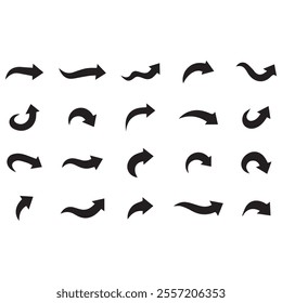 Neon black Arrow icons set. Arrows vector sing isolated on white background. Big vector set of black arrow symbol and direction pointers in different styles. Beautiful arrow vector collection.